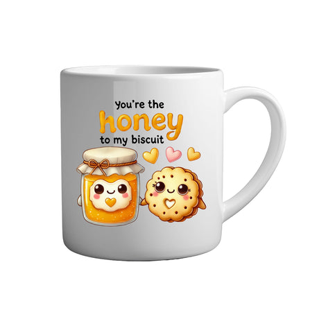 Tassen mit Sprüchen Youre the honey to my biscuit weiße Keramik Tasse