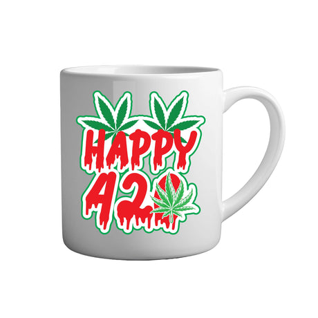 Tassen mit Sprüchen happy 420 weiße Keramik Tasse